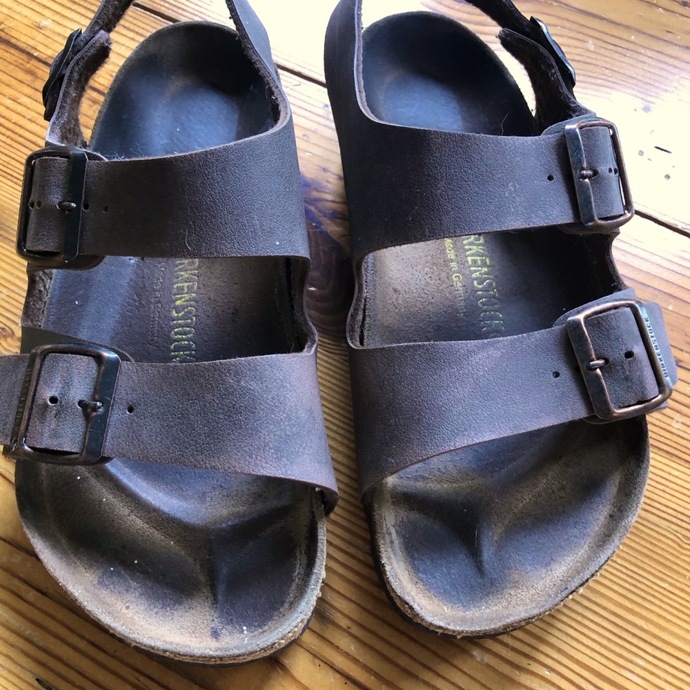 Birkenstock 38 wide 3 strap leather